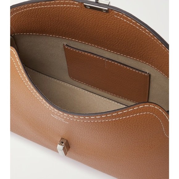 Toteme T Lock Clutch in Textured Brown Leather - Picture 3 of 9